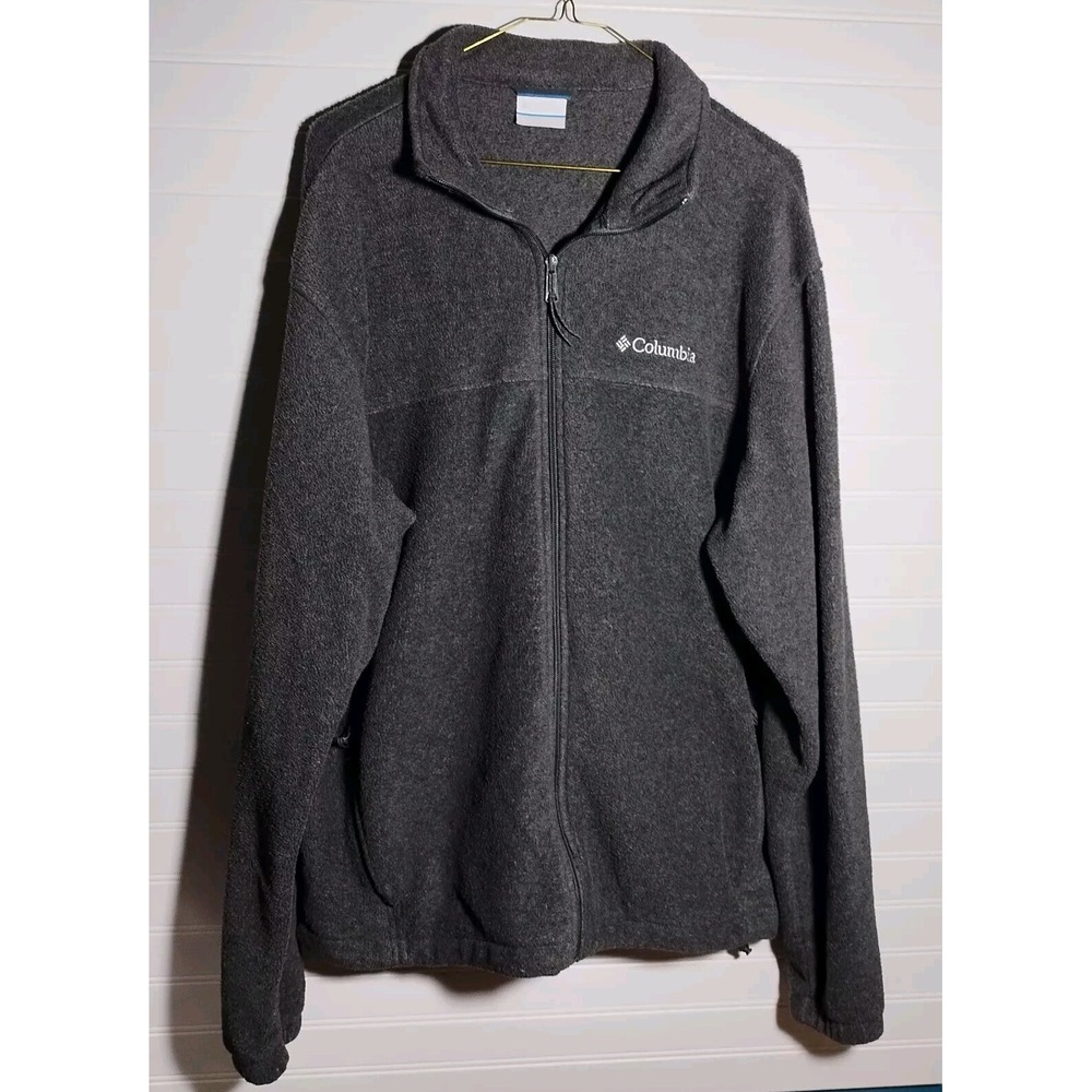 Columbia Jacket Mens L Gray Full Zip Fleece Jacket Soft Shell Zippered Pockets